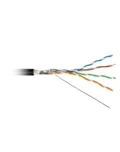 Кабель витая пара FTP 5e кат. 4 пары FTP4-C5E-SOLID-22AWG-OUTDOOR-40 (м)(22 AWG), одножильный(solid), экран-фольга,внешний, PE, -40°C – +60 Hyperline