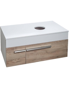 Тумба под раковину Вудлайн 85 00-00001344 подвесная Белая Крафтовый дуб Runo