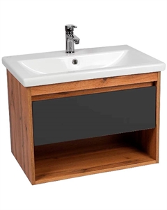 Тумба под раковину Бостон 80 VBOS80COG-T1YP подвесная Графит матовый Дуб Вотан Viant