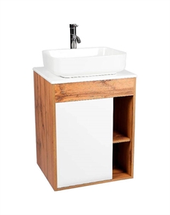 Тумба под раковину Бостон 65 VBOS65N-T1STP подвесная Белая Дуб Вотан Viant