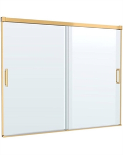 Шторка на ванну Tandem-Soft 180 TANDEM-SOFT-VF-2-180/145-C-BORO-IV профиль Брашированное золото стекло прозрачное Cezares
