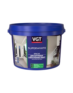 Краска моющаяся матовая база A супербелая 15 кг Вгт