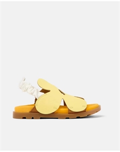 Детские кожаные сандалии с декоративным цветком и резинкой, желтый Camper