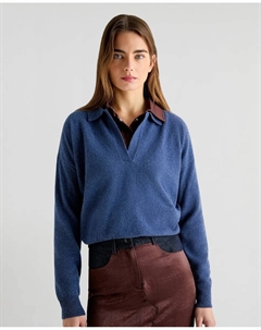 Женская поло с V-образным вырезом, синий Scalpers