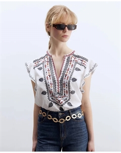 Вышитая блузка с грудкой, белый Сфера