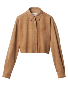 Укороченная рубашка, коричневый Miu miu