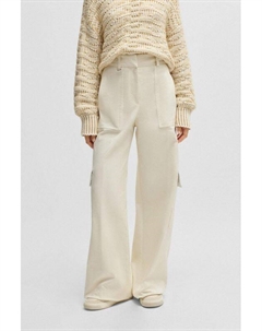 Брюки-карго свободные из эластичного хлопкового твила Boss