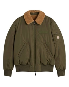 Монклер реверсивная бомбер куртка из плюша, зелёная Moncler