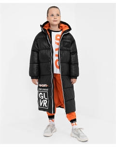 Пальто зимнее стеганое из плащовки с мокрым блеском Gulliver