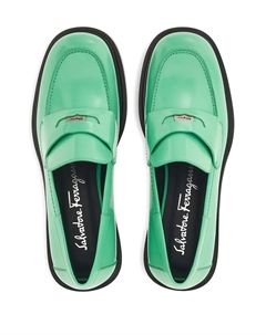 Кожаные мокасины с ремешком Peny, зеленый Ferragamo