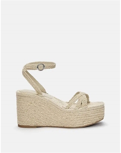 Сандалии из джута на танкетке натурального цвета Pull & bear