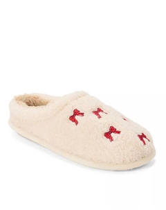 Женские праздничные тапочки-сабо с красными бантами, коричневый/бежевый Dearfoams