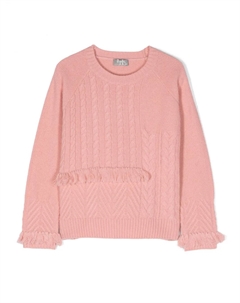 Джемпер фактурной вязки с бахромой, розовый Il gufo