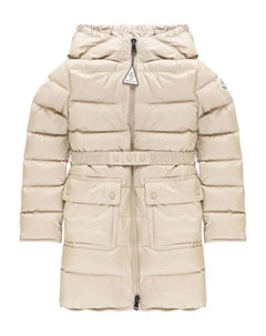 Пуховик с капюшоном и поясом, нейтральный Moncler enfant