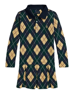 Плиссированное платье с узором аргайл, зеленый Polo ralph lauren kids