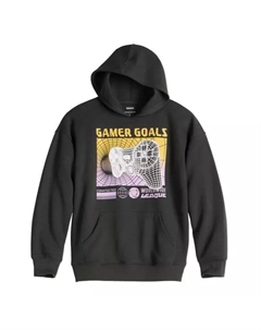 Мягкая толстовка с капюшоном для мальчиков 8-20 лет, обычная и свободная, цвет black gamer Sonoma goods for life