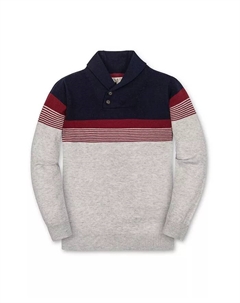 Органический свитер с длинными рукавами и воротником-шалькой в ​​полоску для мальчиков и малышей, серый Hope & henry