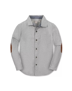 Рубашка из органической фланели с длинными рукавами и заплатками на локтях для мальчиков и подростков, серый Hope & henry