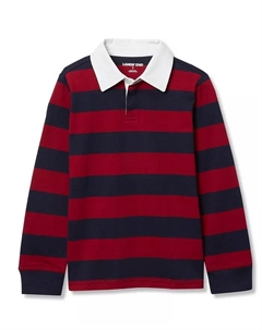 Рубашка для регби Big Boys Husky с длинным рукавом и воротником, синий Lands' end