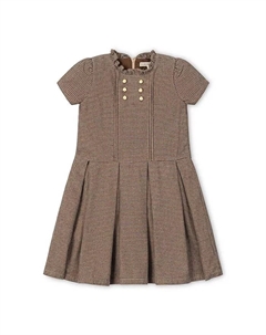 Платье из органического материала для девочек-малышей с оборками на воротнике и защипами, с заниженной талией, коричневый Hope & henry