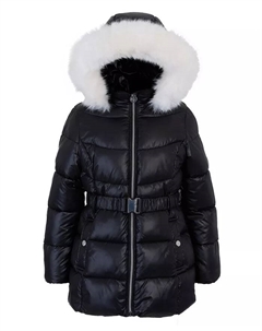 Стеганая куртка с поясом для малышей и маленьких девочек, черный Michael kors