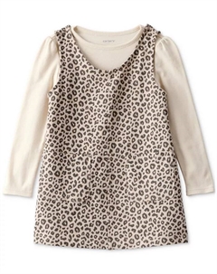 Комплект из 2 предметов: топ с длинными рукавами и платье с леопардовым принтом для девочек, мультиколор Carter`s