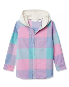 Фланелевый джемпер с капюшоном и длинными рукавами для девочек, зеленый Lands' end