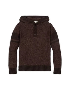 Органический свитер с длинными рукавами и капюшоном для мальчиков младшего и старшего возраста, коричневый Hope & henry