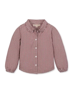 Топ из органического материала с застежкой на пуговицы и воротником Питер Пэн для маленьких и больших девочек, красный Hope & henry