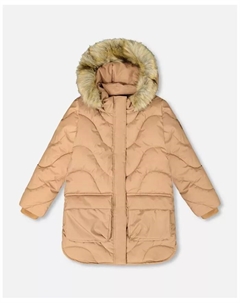 Длинное волнистое стеганое зимнее пальто для девочки Лисичка - Ребёнок, коричневый Deux par deux