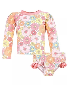 Комплект плавок-рашгардов Hudson для девочек, нежно-розовый, 3–6 месяцев Hudson baby