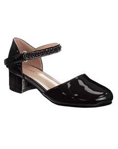 Туфли на низком каблуке со стразами для маленьких девочек, черный Laura ashley