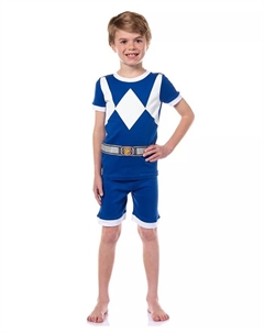 Детская облегающая пижама с рисунком персонажа из двух предметов для мальчиков, синий Power rangers