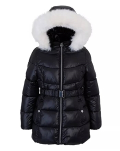 Стеганая куртка с поясом для больших девочек, черный Michael kors