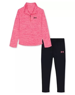 Комплект из 2 предметов: толстовка с молнией 1/4 и леггинсы Twist Tech для малышей и маленьких девочек, розовый Under armour