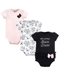 Удобные повседневные хлопковые боди Hudson для девочек, упаковка 3 шт, серебряный Hudson baby