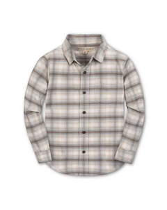 Рубашка из органической фланели с длинными рукавами и застежкой на пуговицы для мальчиков младшего и старшего возраста, коричневый Hope & henry