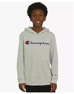 Футболка с длинными рукавами и капюшоном с логотипом Big Boys Signature, серый Champion