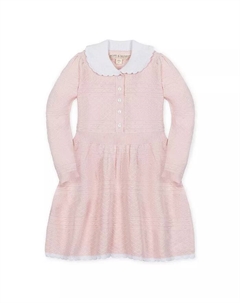 Платье-свитер из органического материала с воротником «Питер Пэн» и пуговицами спереди для маленьких и больших девочек, розовый Hope & henry