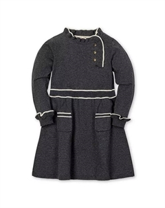 Платье-свитер из органического материала с длинными рукавами и оборками для девочек-малышей, серый Hope & henry