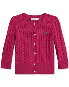Хлопковый кардиган с косами для маленьких девочек, розовый Polo ralph lauren