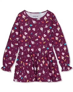Туника с длинными рукавами и оборками для девочек, фиолетовый Lands' end