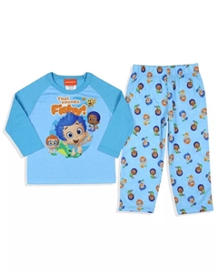 Пижамный комплект из двух предметов с рукавами реглан от Nickelodeon That Sounds Fishy для малышей, синий Bubble guppies
