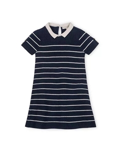 Платье-свитер Milano с короткими рукавами и воротником из органического хлопка для девочек-малышек, синий Hope & henry