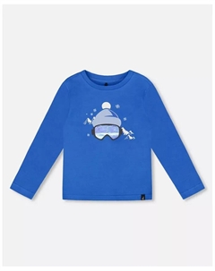 Футболка из хлопкового джерси с длинными рукавами для младенцев, синяя, для младенцев, синий Deux par deux