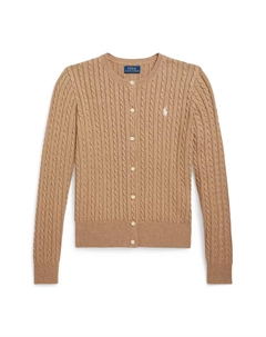 Хлопковый кардиган с мини-косичками для больших девочек, коричневый/бежевый Polo ralph lauren
