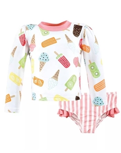 Комплект плавок-рашгардов Hudson для девочек, нежно-розовый, 3–6 месяцев Hudson baby