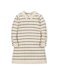 Платье-свитер из органического материала с длинными рукавами и воротником Питер Пэн для девочек младшего и старшего возраста, белый Hope & henry