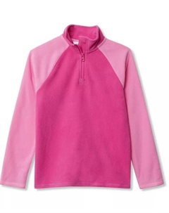 Флисовая кофта на каждый день для девочек с застежкой-молнией на четверть длины, розовый Lands' end