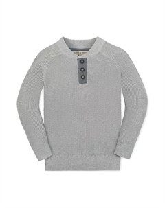 Органический свитер-хенли с длинными рукавами и заплатками на локтях для мальчиков и подростков, серый Hope & henry